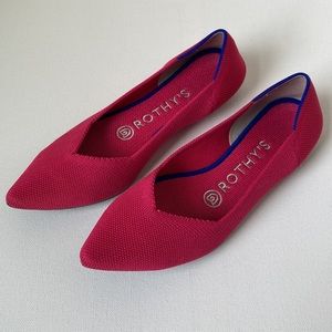 Rothy’s Hot Pink Pointy Toe Washable Flats - Size 6